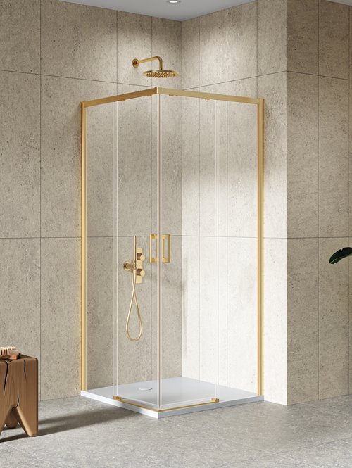Kabina prysznicowa prostokątna 100x80 złota szczotkowana D-0784A/D-0781A Prime New Trendy Gold Brushed