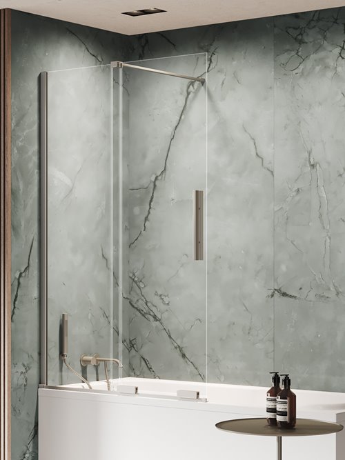 Stal szczotkowana parawan wannowy rozsuwany 100 cm Smart Gunmetal Brushed New Trendy EXK-7959