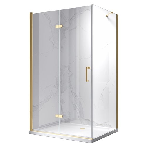 Złota kabina prysznicowa prostokątna drzwi pojedyncze składane 120x90 ZES-KZ20F-GL-120X90