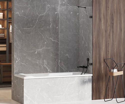 Czarny parawan wannowy 70x150 EXK-1978 Avexa Black New Trendy