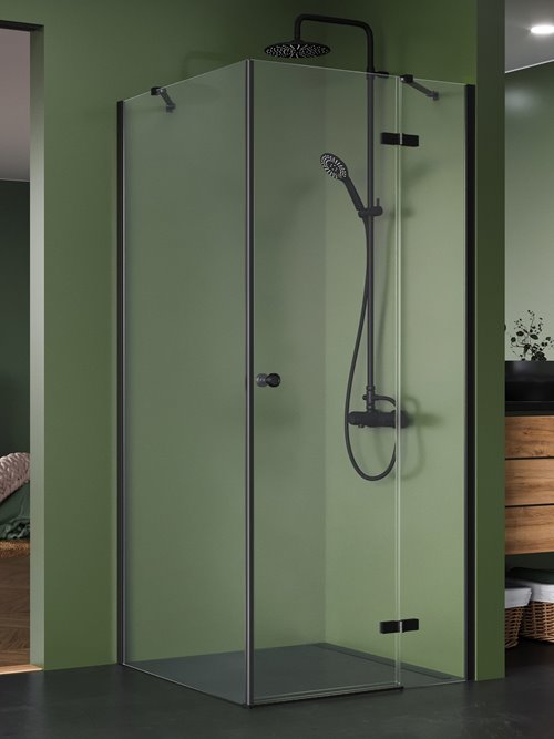 Kabina prysznicowa New Trendy Kalibra 1D drzwi uchylne prawe kolor czarny mat 120x80 cm K-5078