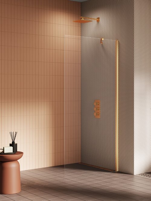 Złota szczotkowana ścianka prysznicowa 110 cm K-4319 New Soleo Gold Brushed New Trendy