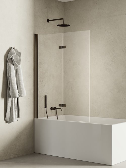 Parawan wannowy składany 110x140 cm lewy New Soleo P-0163 Gunmetal Brushed