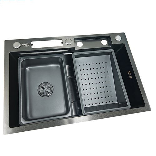 Zlewozmywak kuchenny stalowy jednokomorowy czarny COBA 68X46 ASI 304