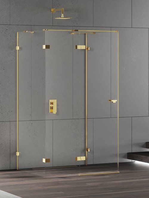 Złota przyścienna kabina prysznicowa lewa 90x80 EXK-4798 Eventa Gold Shine New Trendy
