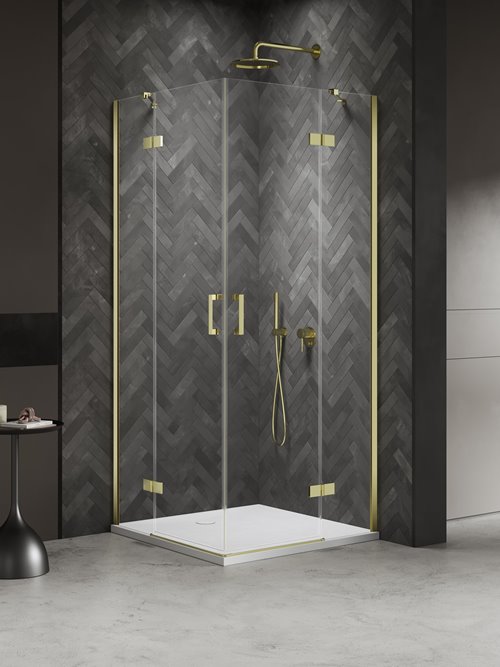 Kabina prysznicowa drzwi podwójne kolor złoty połysk 80x90 cm K-4551 New Trendy Nesta Light Gold