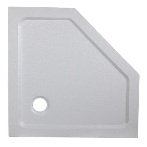 Biały brodzik prysznicowy pięciokątny struktura kamienia 90x90 RAVE-WH-90 wysokość 5 cm