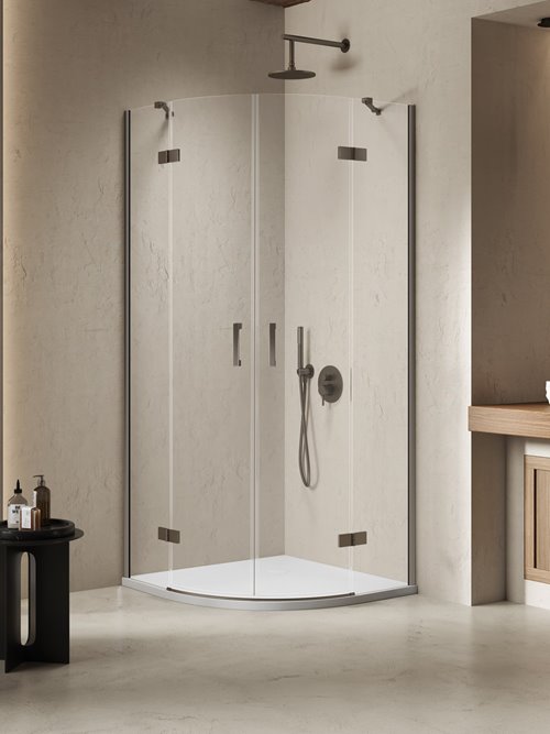 Kabina prysznicowa asymetryczna 80x90 stalowa K-4784 Nesta New Trendy Gunmetal Brushed