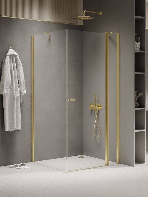 Złota kabina prysznicowa prostokątna 80x90 K-4369 New Soleo Light Gold New Trendy