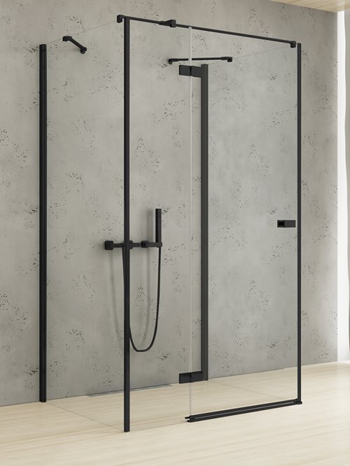 Czarna kabina prysznicowa przyścienna 80x110 lewa EXK-5005 Reflexa Black New Trendy