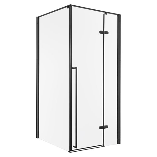 Czarna kabina prysznicowa prostokątna 80x90 drzwi uchylne Long Black Kerra