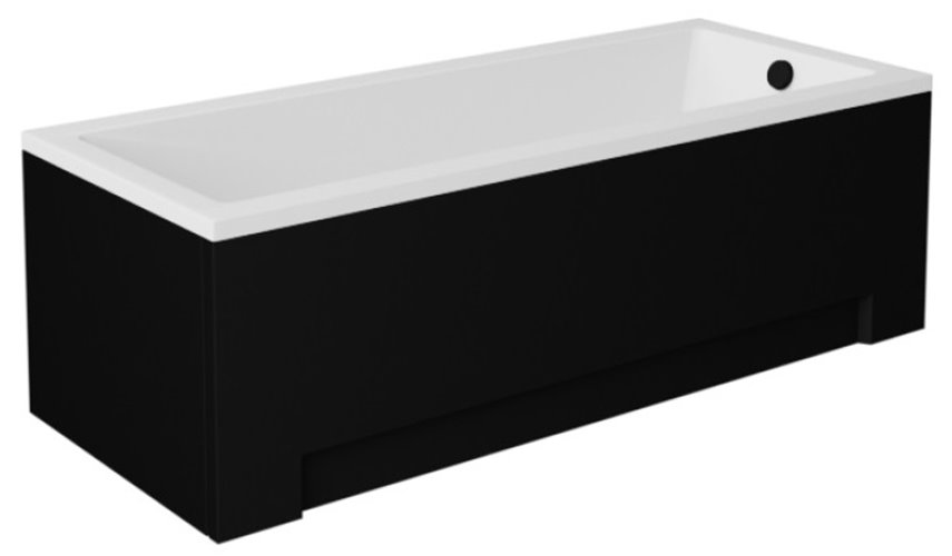 Czarno biała wanna prostokątna z obudową 120 cm Modern Besco