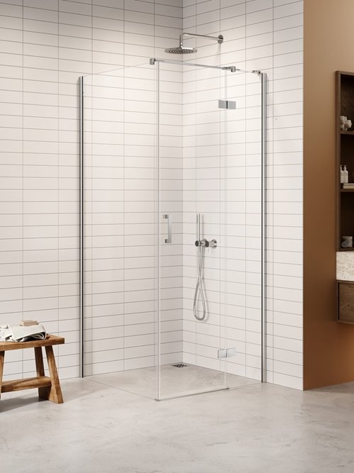 Kabina prysznicowa uchylna prawa kolor chrom 90x100 cm K-3635 New Trendy Nesta Chrome