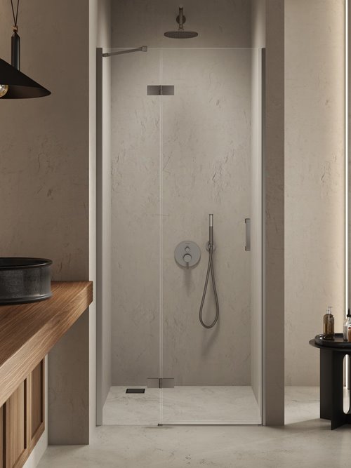 Drzwi prysznicowe uchylne lewe kolor stalowy 90 cm D-0929A New Trendy Nesta Gunmetal Brushed