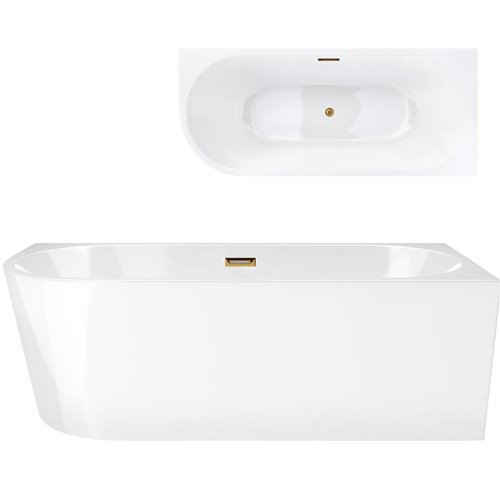 Wanna narożna przyścienna 160 cm Intero Corsan Prawa korek klik-klak złoty szczotkowany