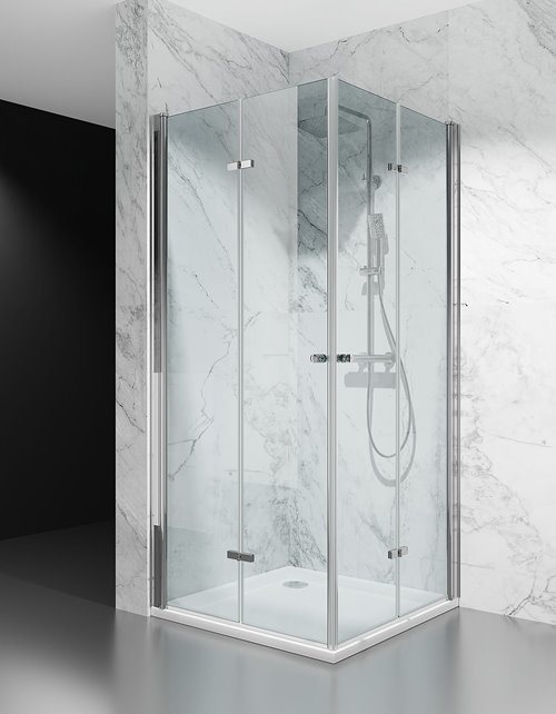 Kabina prysznicowa składana 90x95 cm szkło 6mm przeźroczyste profile chrom Swiss Liniger