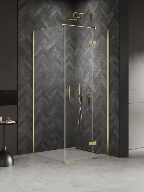 Kabina prysznicowa uchylna prawa kolor złoty 90x120 cm K-4531 New Trendy Nesta Light Gold
