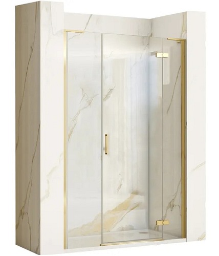 Drzwi prysznciowe do wnęki 120 cm szczotkowane złoto uchylne Hugo Rea Gold