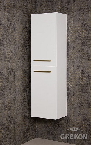 Słupek łazienkowy wiszący z koszem biały mat 143x40 cm Belli Gold Gante
