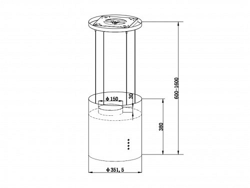 Okap wyspowy wiszący 35 cm czarny Tango Focus