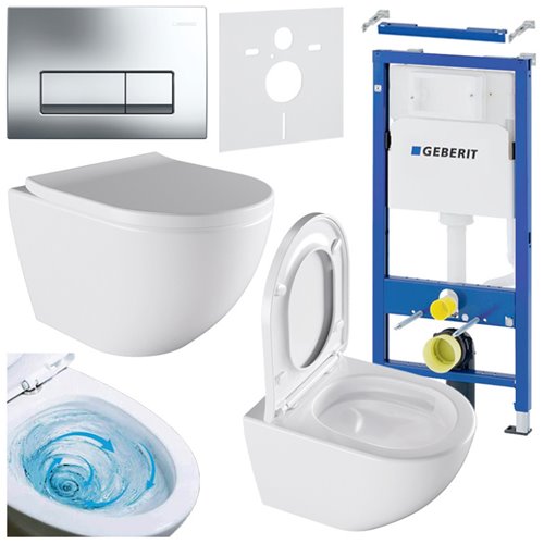 Zestaw podtynkowy stelaż GEBERIT DUOFIX + miska NERO-WH-02 + przycisk DELTA 50 chrom