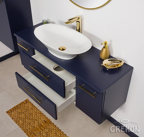 Szafka wisząca z umywalką nablatową 120 cm Belli Gold Gante