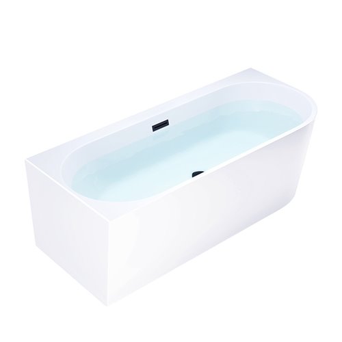 Wanna przyścienna czarny przelew oraz korek narożna lewa 150 cm Mera Hydrosan