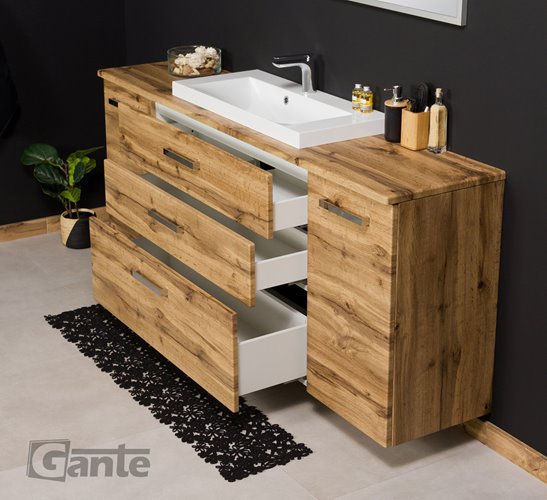 Szafka wisząca z umywalką kolor dąb naturalny 180 cm 180/39/C3 seria Fokus NE