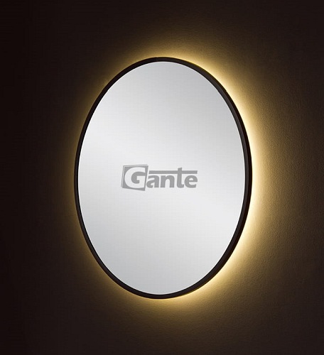 Lustro łazienkowe okrągłe 80 cm czarna rama z oświetleniem LED