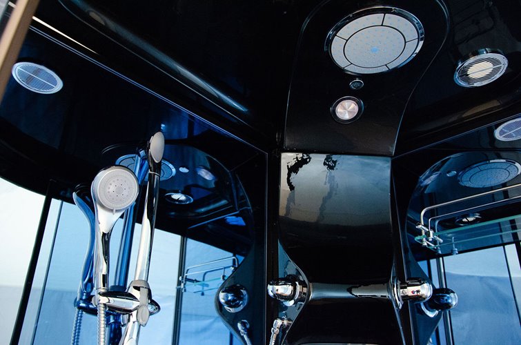 Czarna kabina prysznicowa z hydromasażem zabudowana 120x85 MO-02188BL lewa