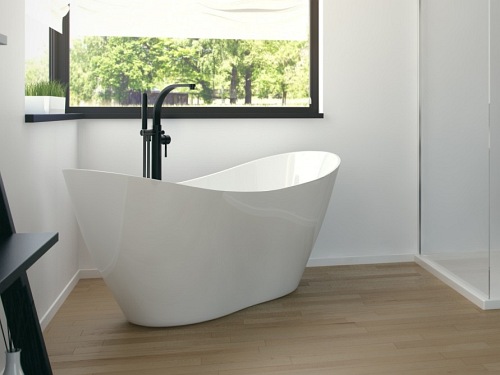 Wanna wolnostojąca z konglomeratu 160 cm + klik-klak chrom Viya Besco