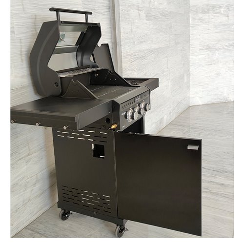 Grill gazowy ZEUS-A kolor czarny ruszt żeliwny moc 8,5 kW + pokrowiec + palnik boczny