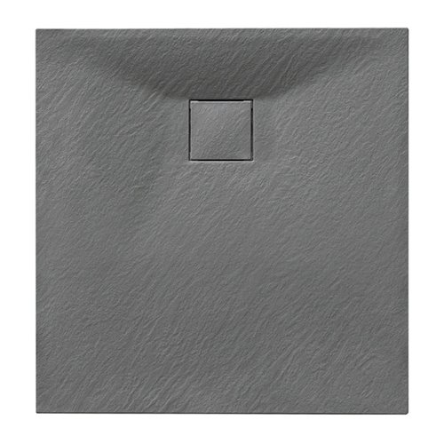 Szary brodzik prysznicowy kwadratowy o strukturze kamienia 80x80 cm Riko Hydrosan