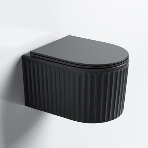 Czarna matowa ryflowana miska wc wisząca Rimless 4.0 LUMA-MTB-RIM-03 Hydrosan