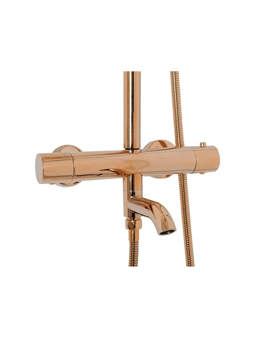 Miedziany zestaw prysznicowy z termostatem i wylewką Lungo Rea