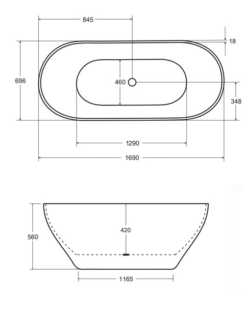 Moya Besco wanna wolnostojąca 170 cm korek klik-klak chrom WMD-170-M