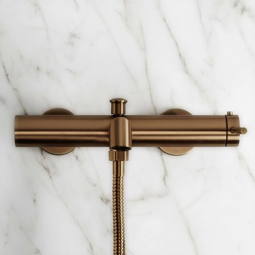 Miedź szczotkowana bateria wannowa Foss Rea