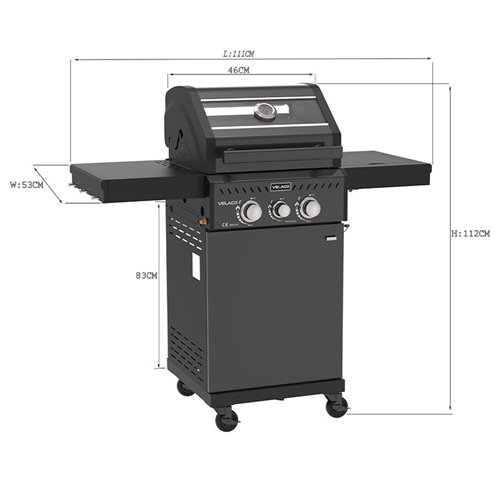 Grill gazowy ZEUS-A kolor czarny ruszt żeliwny moc 8,5 kW + pokrowiec + palnik boczny