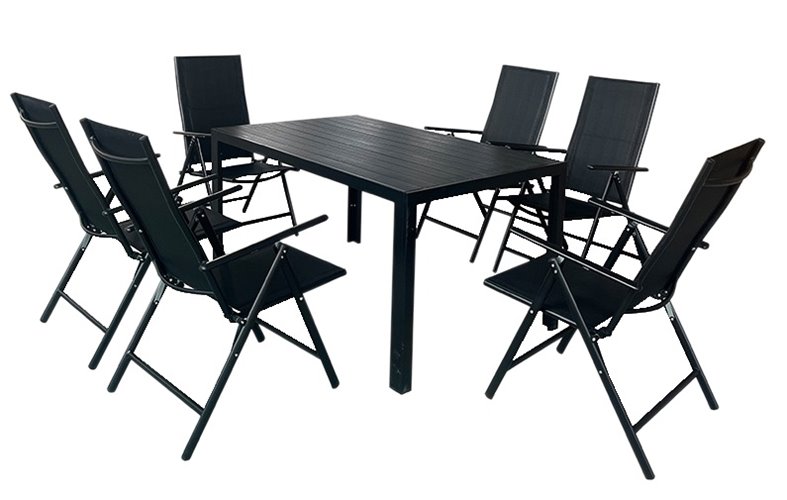 Zestaw mebli ogrodowych metalowych stół i krzesła Vera kolor czarny
