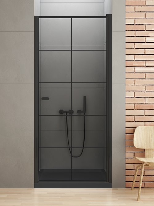 Czarne drzwi prysznicowe 70 cm D-0275A New Soleo Black New Trendy