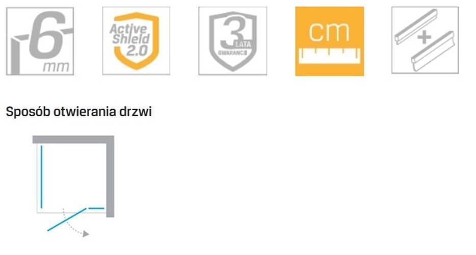 Kabina kwadratowa 90x90 prawa D-0274A/D-0119B New Renoma Black New Trendy