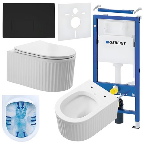 Zestaw podtynkowy stelaż GEBERIT DUOFIX + miska LUMA-WH-RIM-03 + przycisk DELTA 50 czarny mat