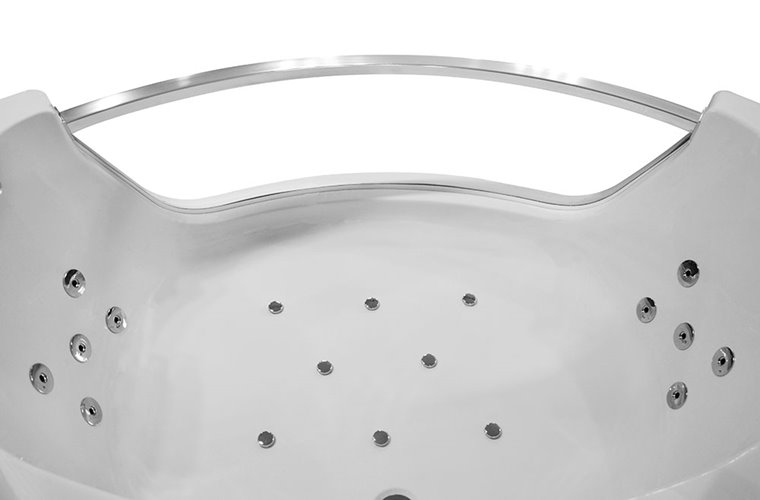 Wanna z hydromasażem narożna 135x135 cm MO-0057 niebieski zagłówek