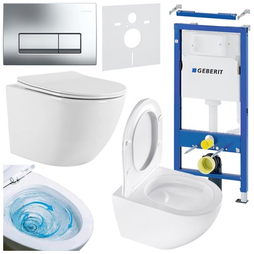 Zestaw podtynkowy stelaż GEBERIT DUOFIX + miska NERO-WH-03 + przycisk DELTA 50 chrom