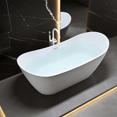 Wanna wolnostojąca biała przelew oraz korek biały 160 cm Rica Hydrosan