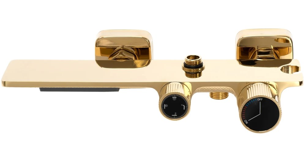 Złoty zestaw prysznicowy z wylewką Helix Rea Gold