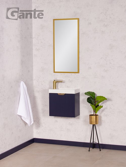 Szafka łazienkowa wisząca z umywalką granatowy mat 40 cm Fresco Gante