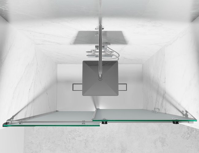 Drzwi prysznicowe rozsuwane prawe/lewe do wnęki 93-97 cm szkło 8mm mleczne profile chrom Swiss Liniger
