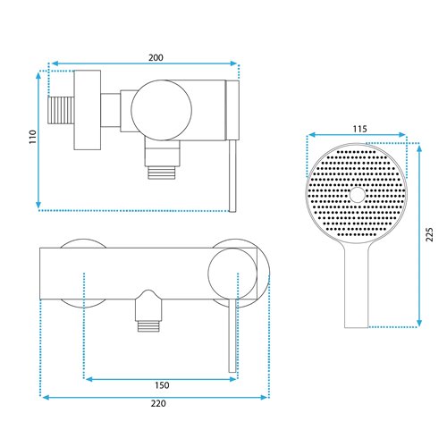 Złota szczotkowana bateria prysznicowa Foss Rea