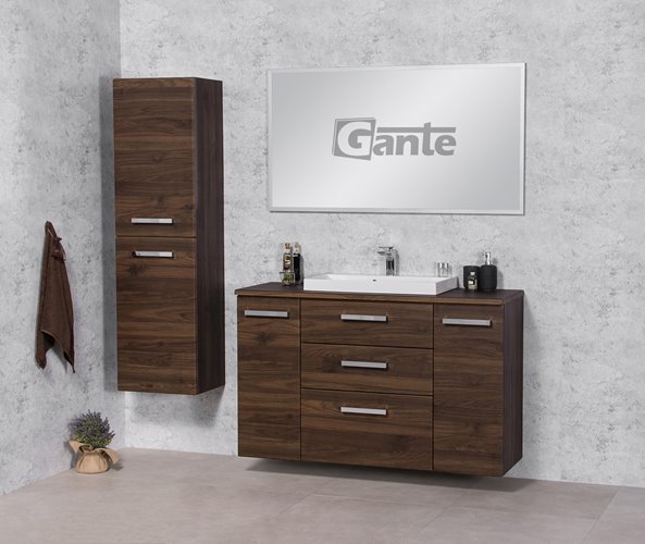 Szafka łazienkowa wisząca z umywalką nablatową 120 cm 39/3 Fokus kolor orzech